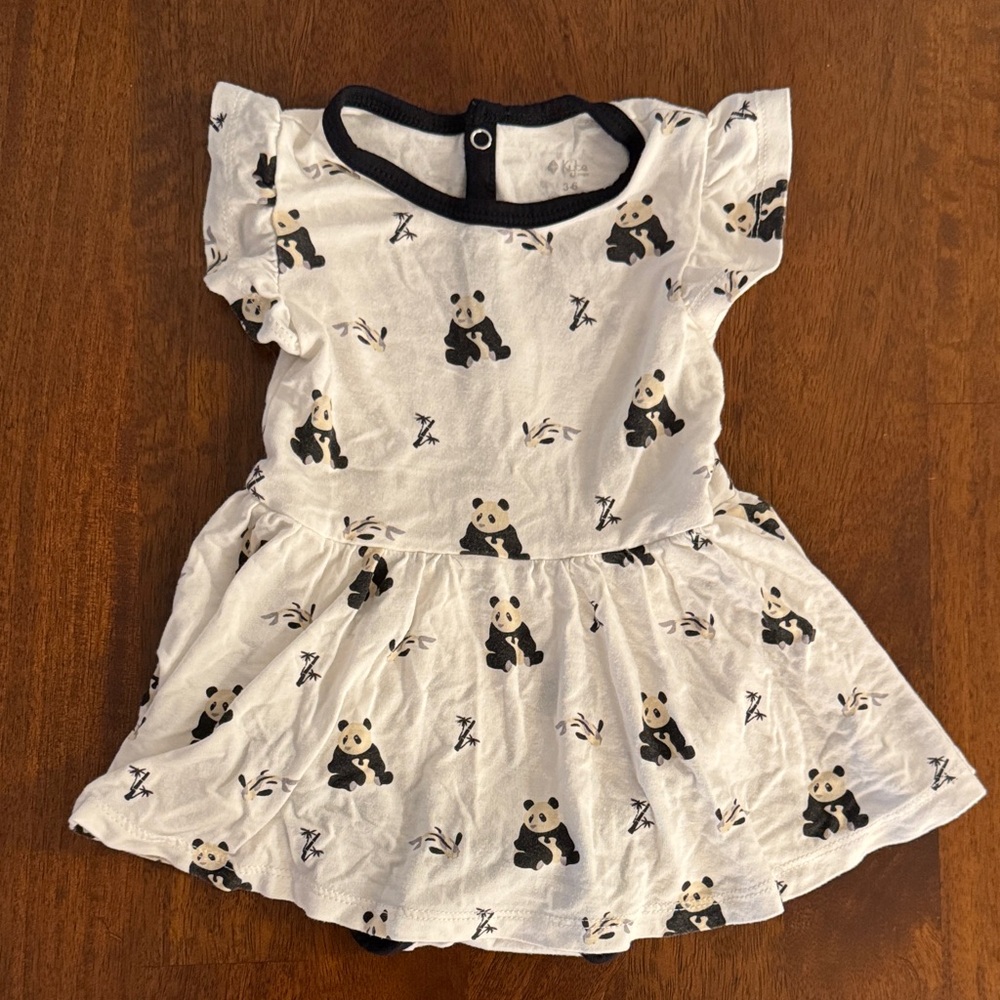 2/$20 EUC Kyte Baby Panda Print Dress - Black and White, 3-6 months